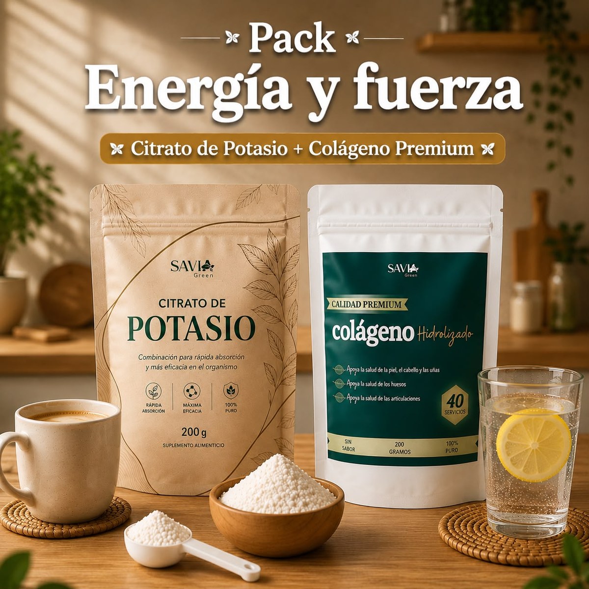 Pack Energía y Fuerza: Citrato de Potasio + Colágeno Premium